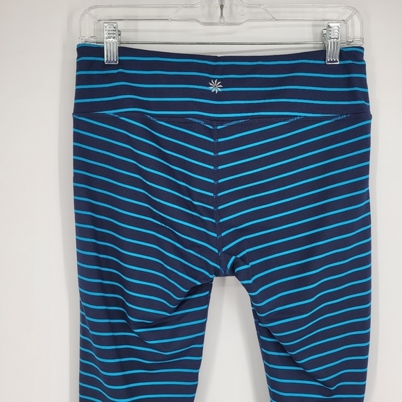 Athleta Chaturanga Crop Capri High Rise Leggings Striped Blue Medium - Picture 9 of 9